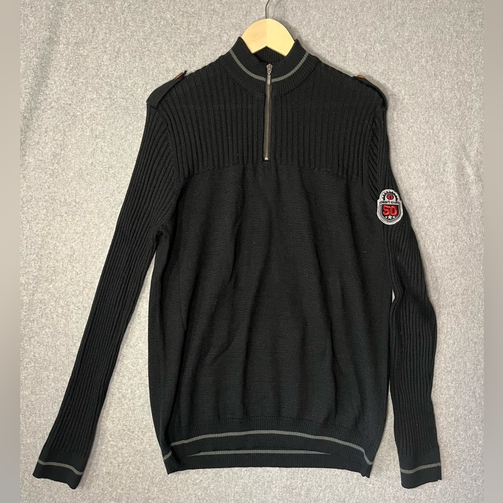 Pearl Izumi Wool Blend Sweater‎ Black XL 1/4 zip 50th Anniversary Long Sleeve